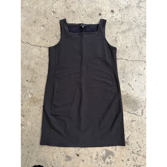 Eileen Fisher Graphite Washable Stretch‎ Crepe Square Neck Dress Sz L MSRP $238 - Picture 1 of 7